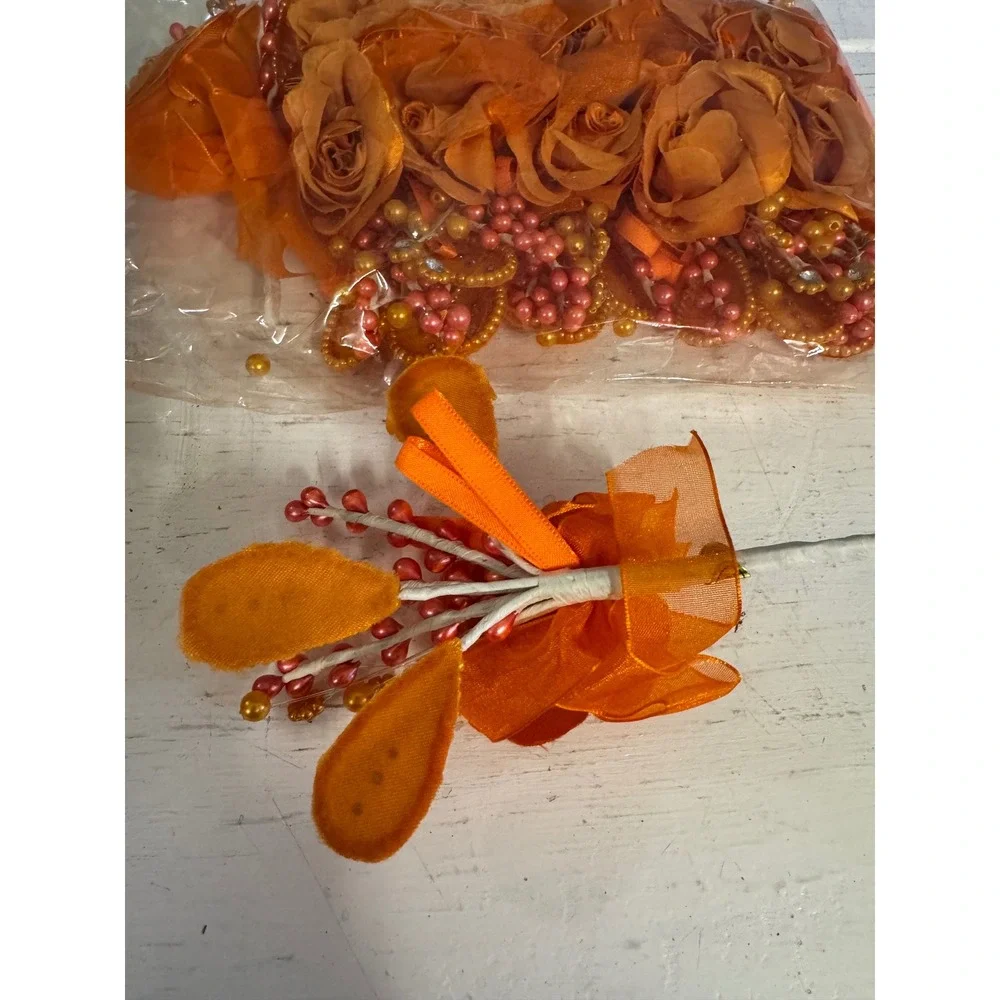 12 Orange Artificial Rose Boutonniere Wedding Prom Floral Lapel Pins Corsage